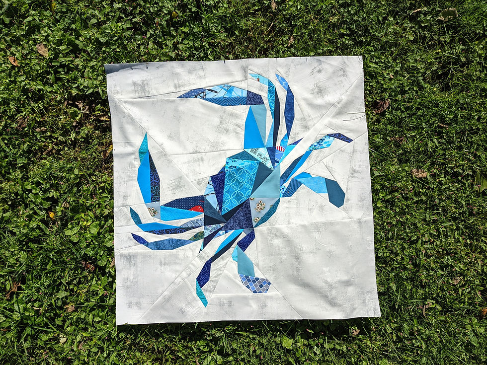 Thumbnail: Geometric Crab Maryland Blue Crab Foundation Paper Pieced Quilt Pattern Block