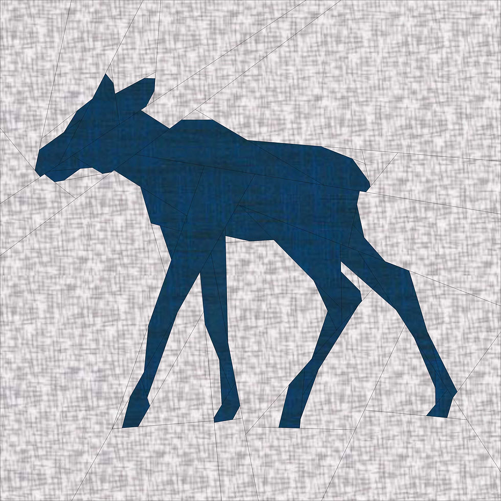 Thumbnail: Baby Moose Calf #1 FPP Quilt Pattern 15"x15"