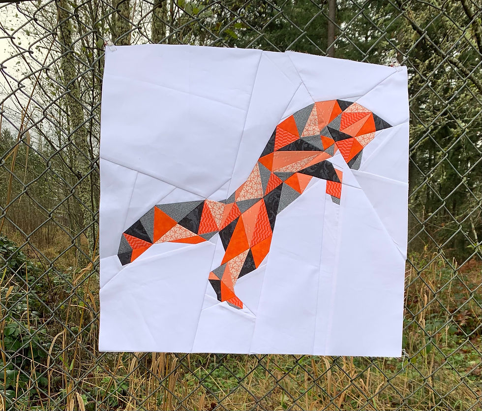 Thumbnail: Geometric Fox Artic Red Jumping Fox FPP Digital Pattern Block (20"x20" & 30"x30"