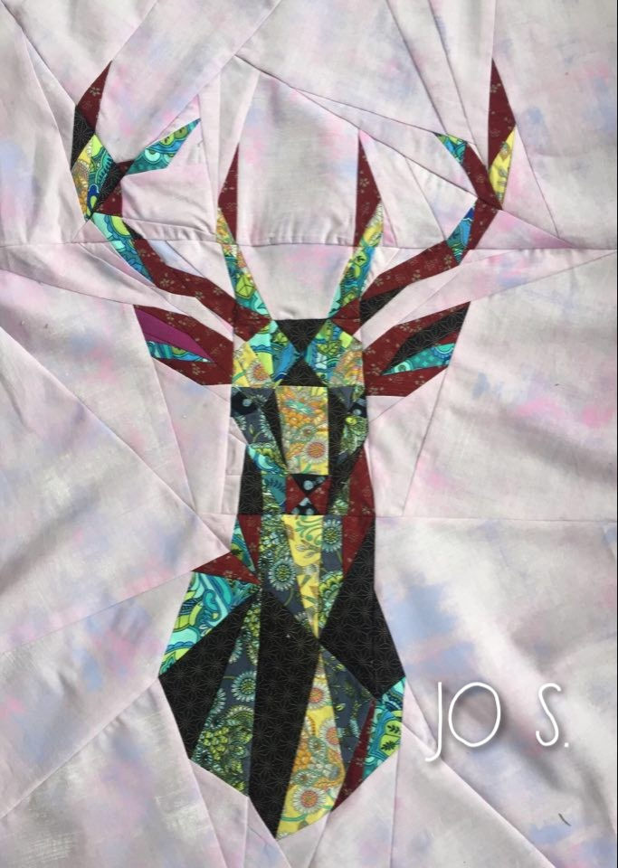 Thumbnail: Abstract Deer White Tail Buck Foundation Paper Pieced Quilt Pattern
