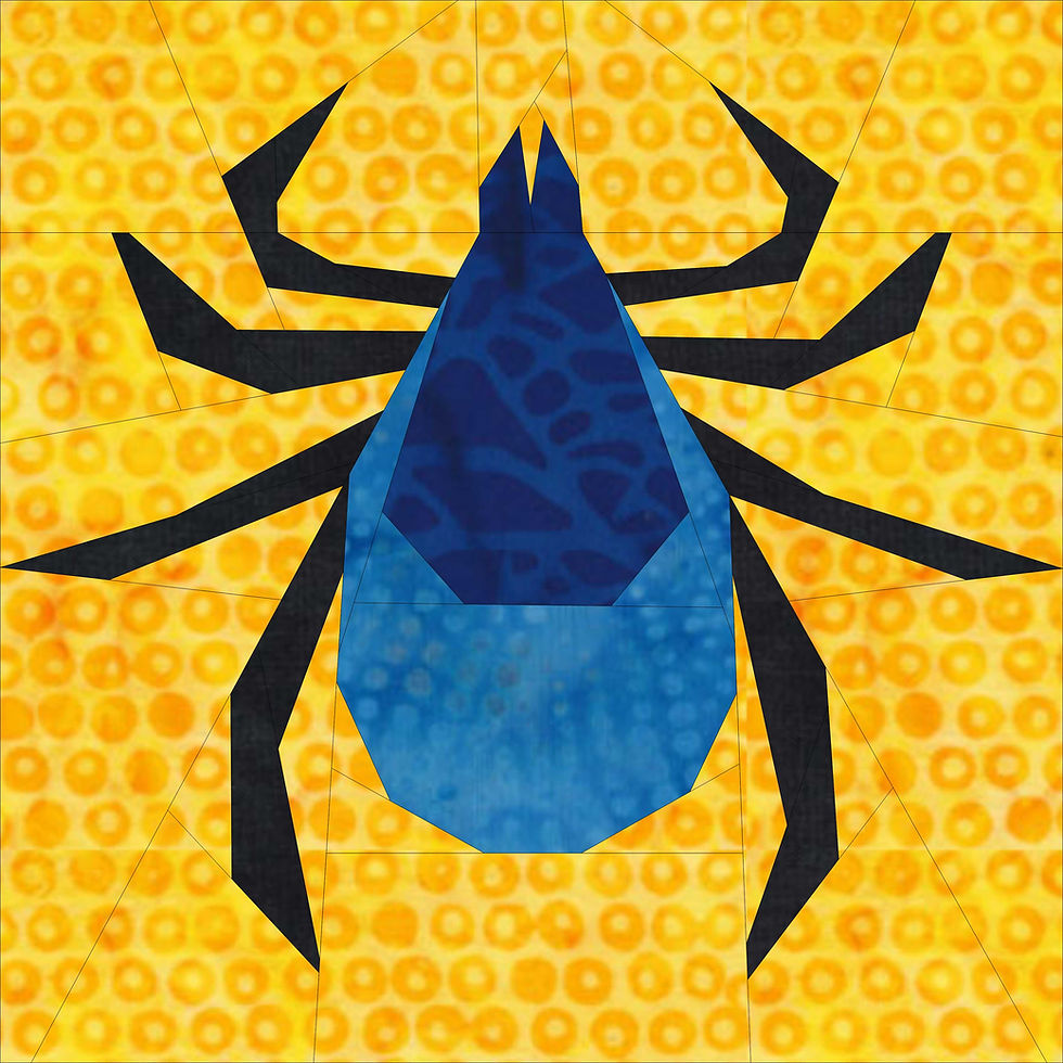 Thumbnail: Tick Bug Insect Paper Pieced Quilt Pattern Block 12"x12"