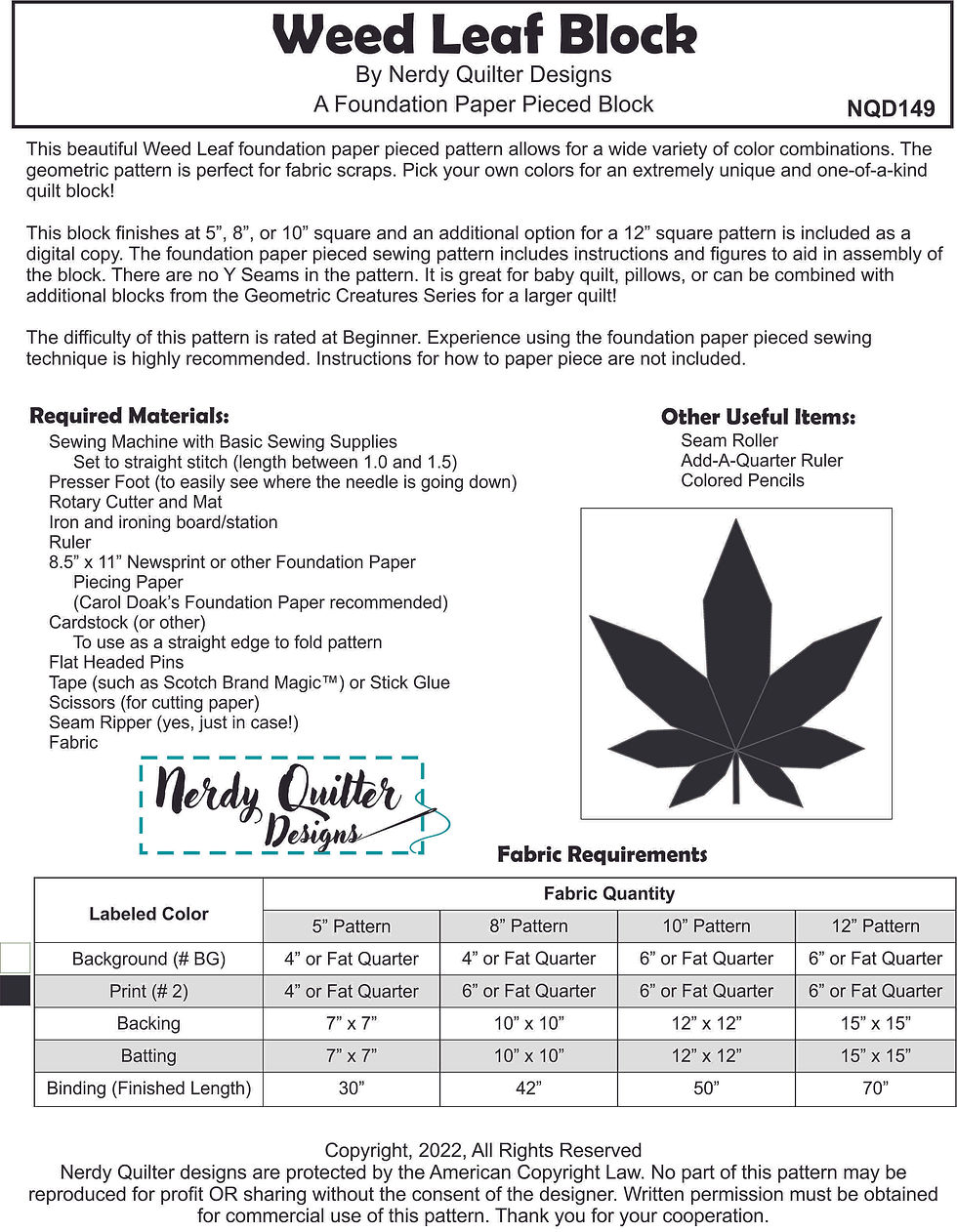 Thumbnail: Scrappy Weed Leaf Foundation Paper Pieced Quilt Patter