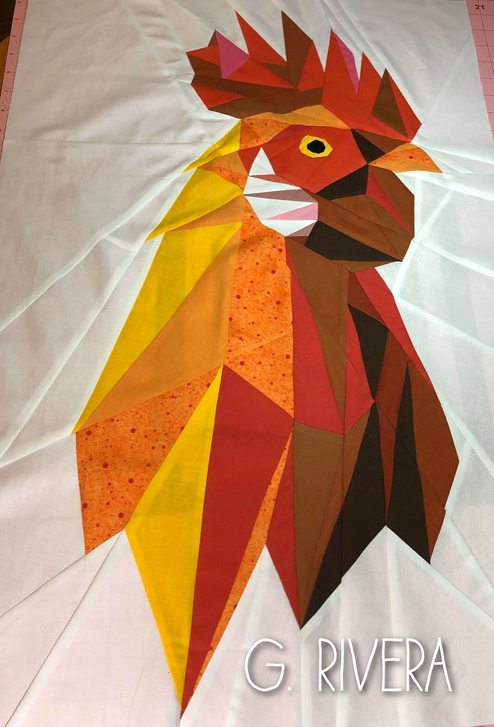 Thumbnail: Abstract Chicken Rooster Foundation Paper Pieced Quilt Pattern