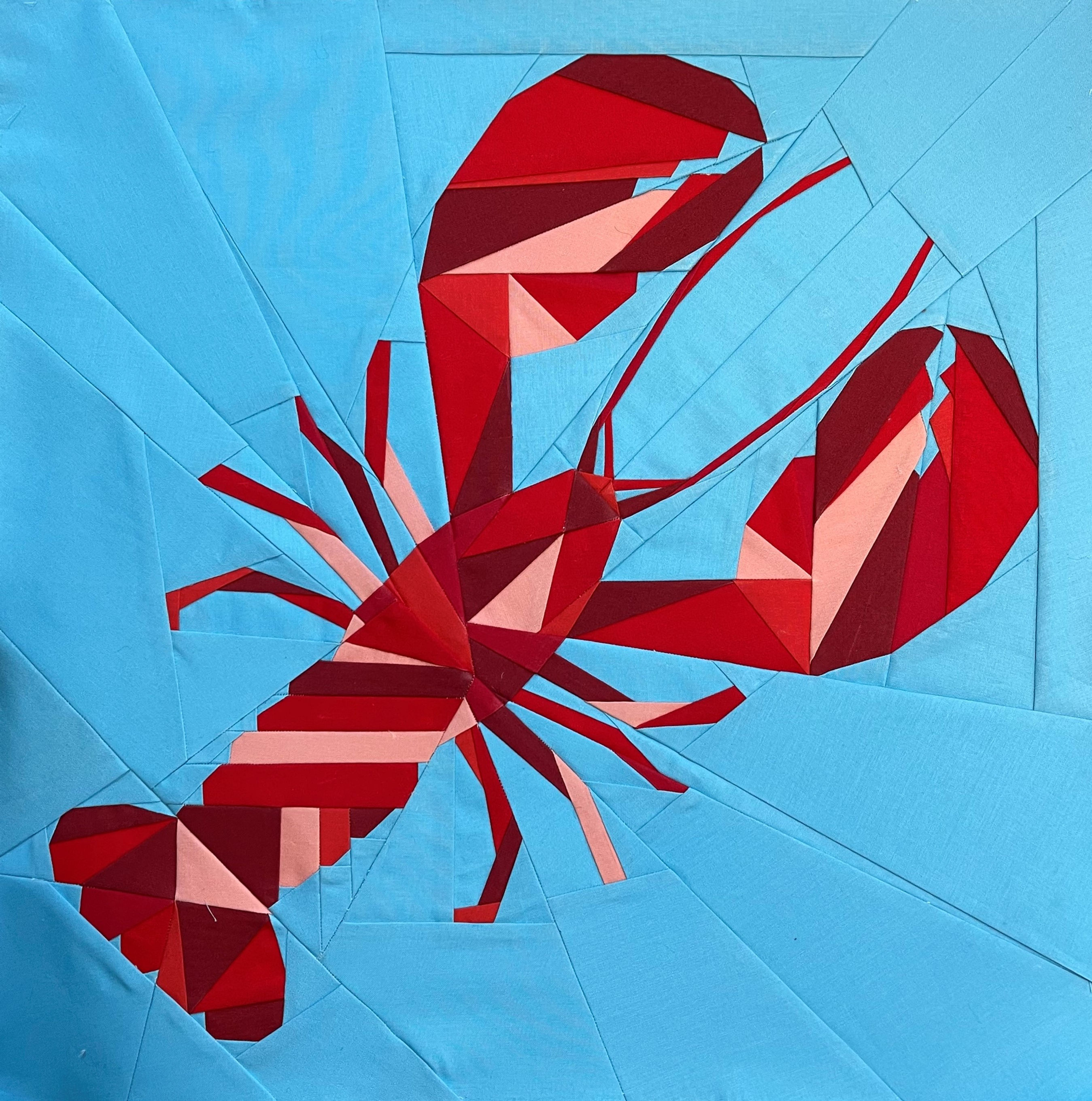 Geometric Lobster Maine NE Fishing FPP Digital Pattern Block (20"x20" & 30"x30")