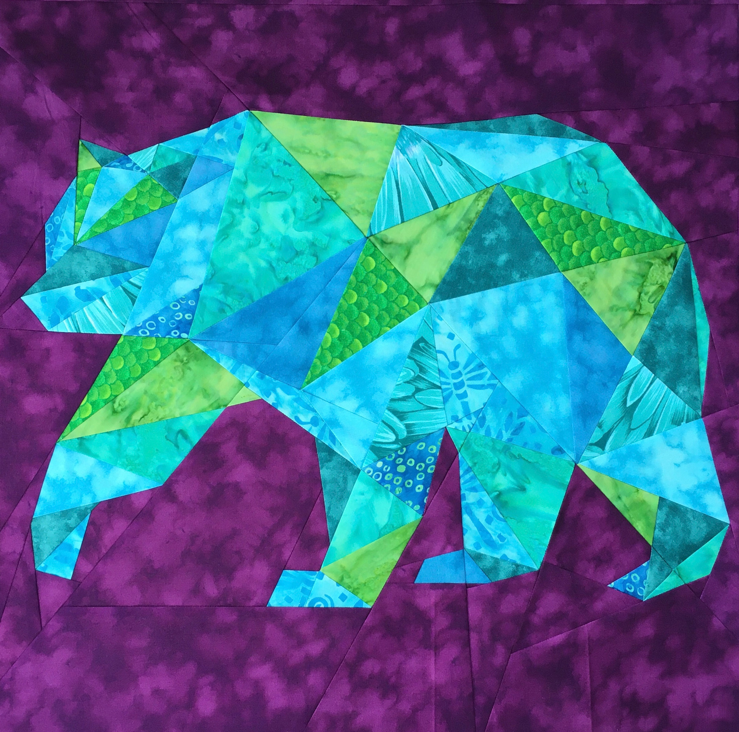 Geometric Black Bear FPP Digital Pattern Block (20"x20" & 30"x30")