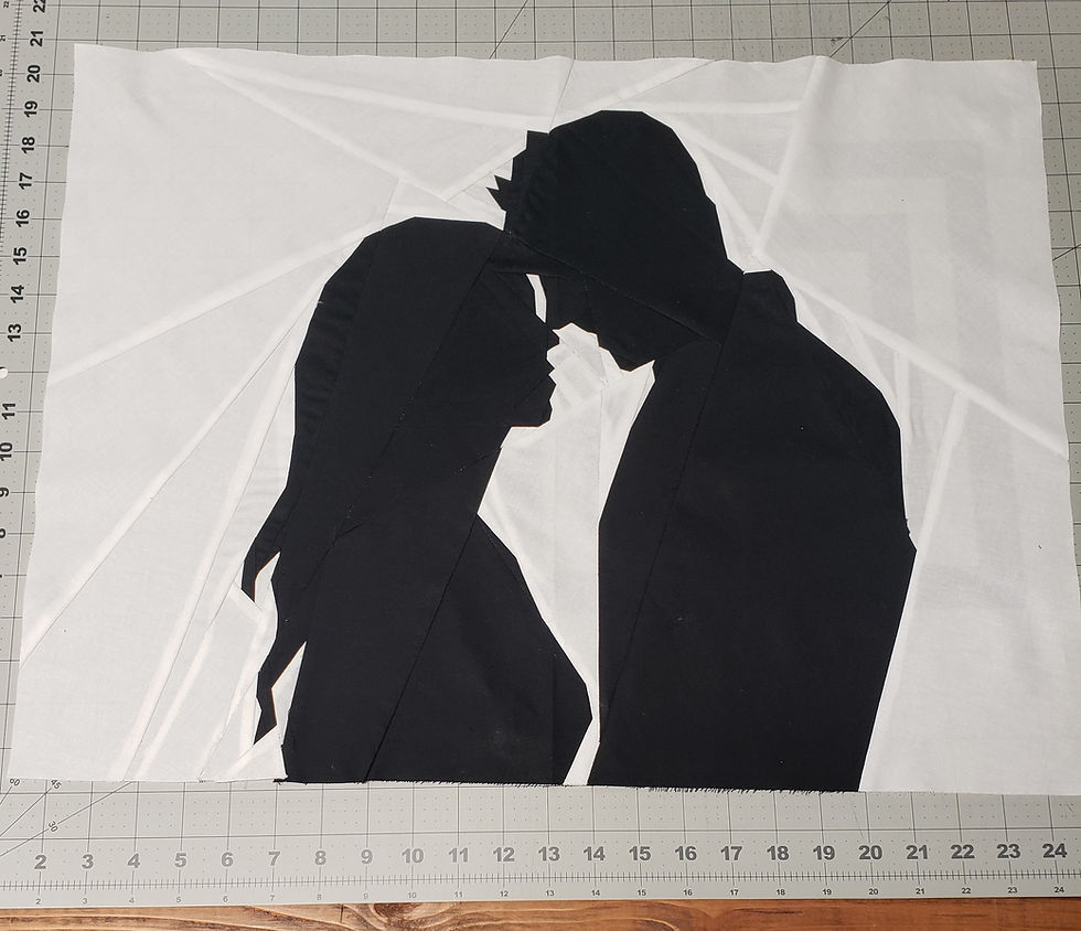 Thumbnail: Romantic Engaged Couple Foundation Paper Pieced Quilt Pattern
