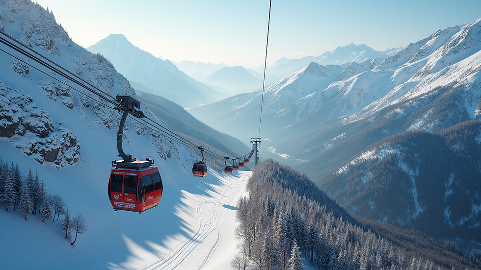 High angle view of Peak 2 Peak Gondola crossing between mountains