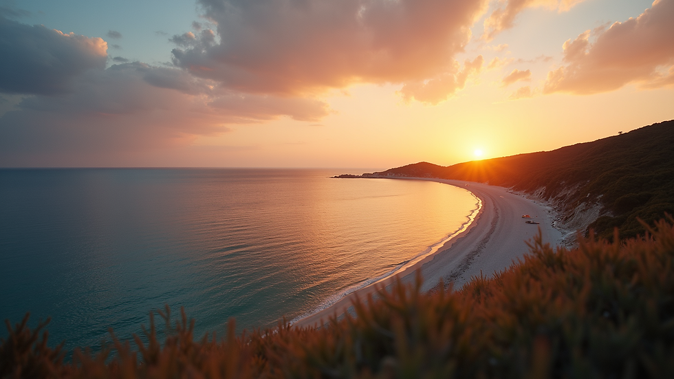 Blick auf die Adriaküste Kroatiens bei Sonnenuntergang