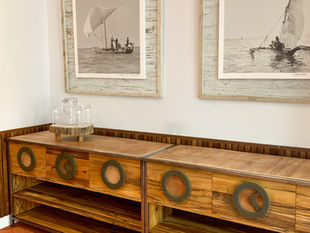 Kofisi Oysterbay, Dar es Salaam. Custom made storage and art.
