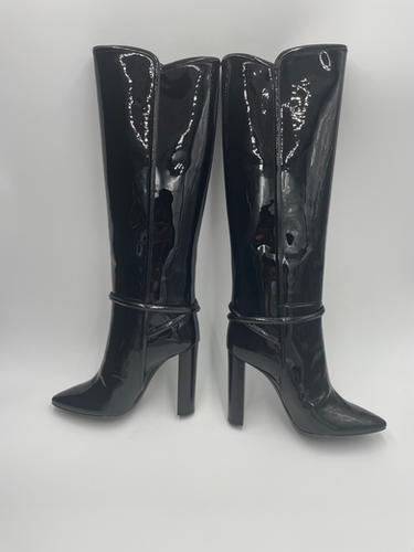 Saint Laurent Soixante Seize 105 Patent Leather Boots | Pampered Luxe