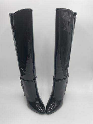 Saint Laurent Soixante Seize 105 Patent Leather Boots | Pampered Luxe