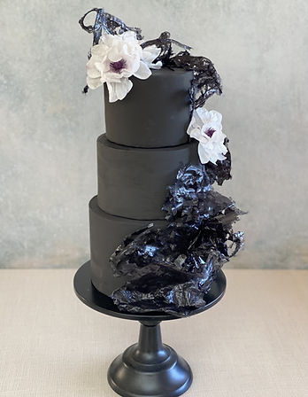 3 tier-black-cake-white-peonies-wafer-paper