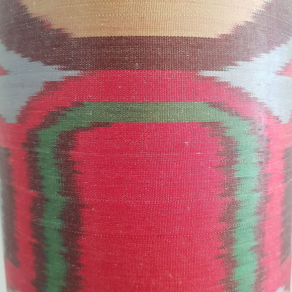 Thumbnail: Lampshade handmade with Uzbek handwoven ikat fabric