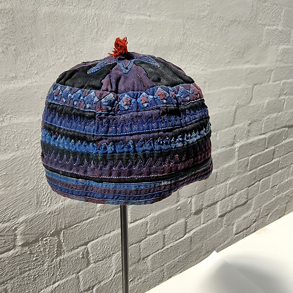Thumbnail: Hmong Childs Hat - indigo dyed applique