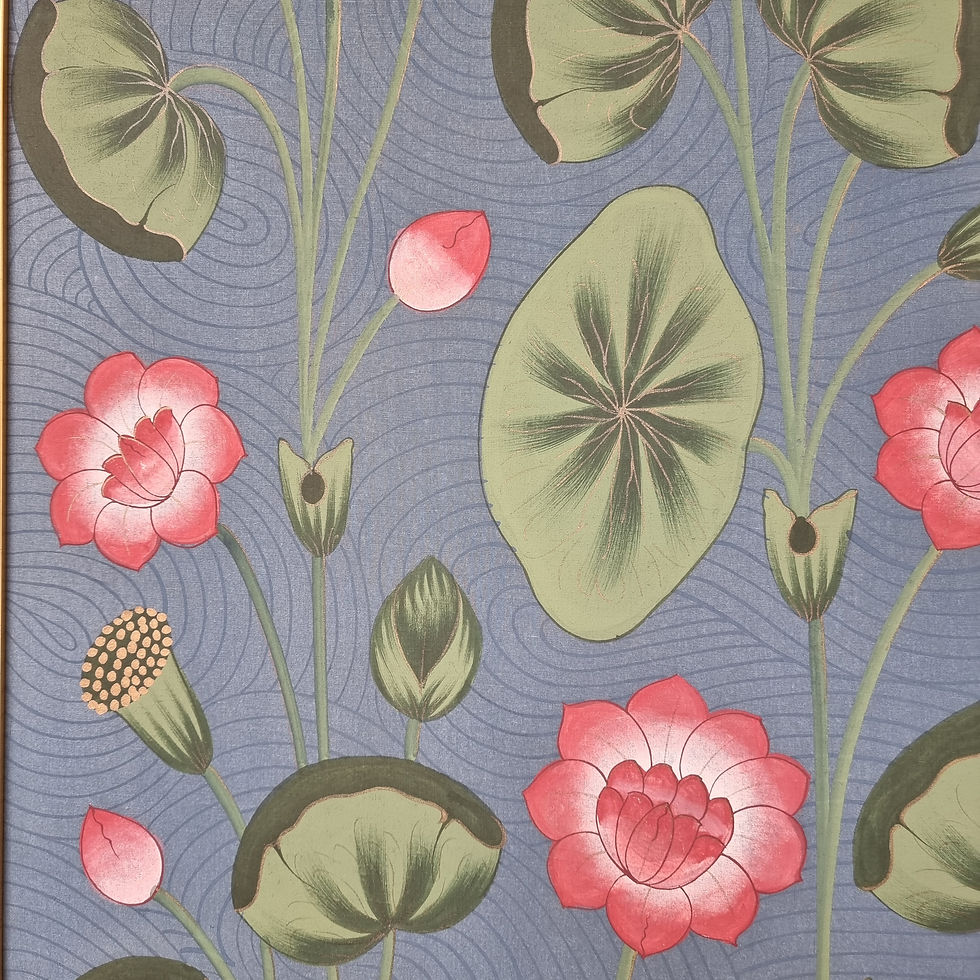 Thumbnail: Painted Lotus Wall Hanging