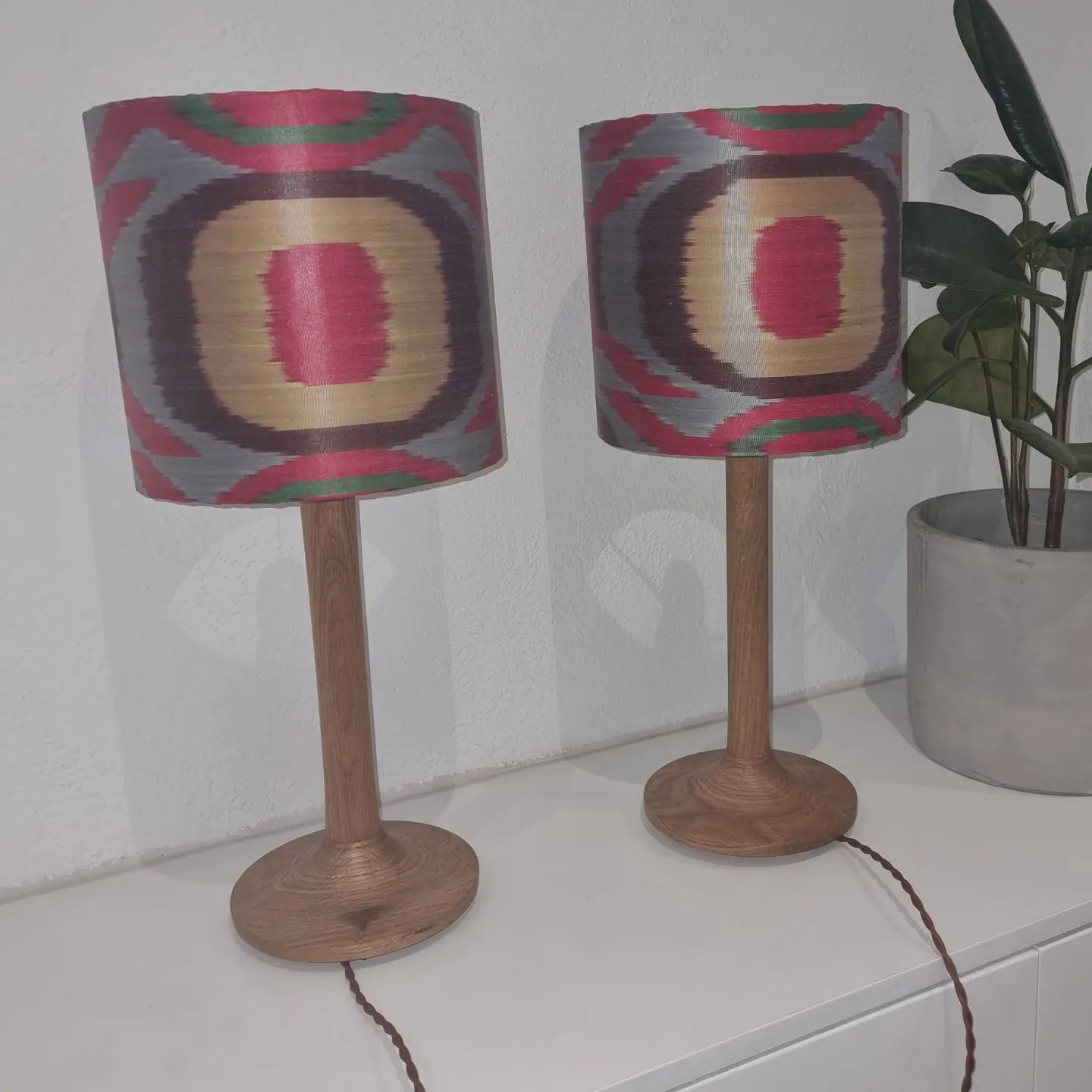 Lampshade handmade with Uzbek handwoven ikat fabric