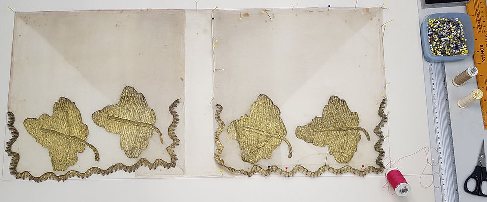 Bosnian embroidery undergoing textile conservation and display preparation