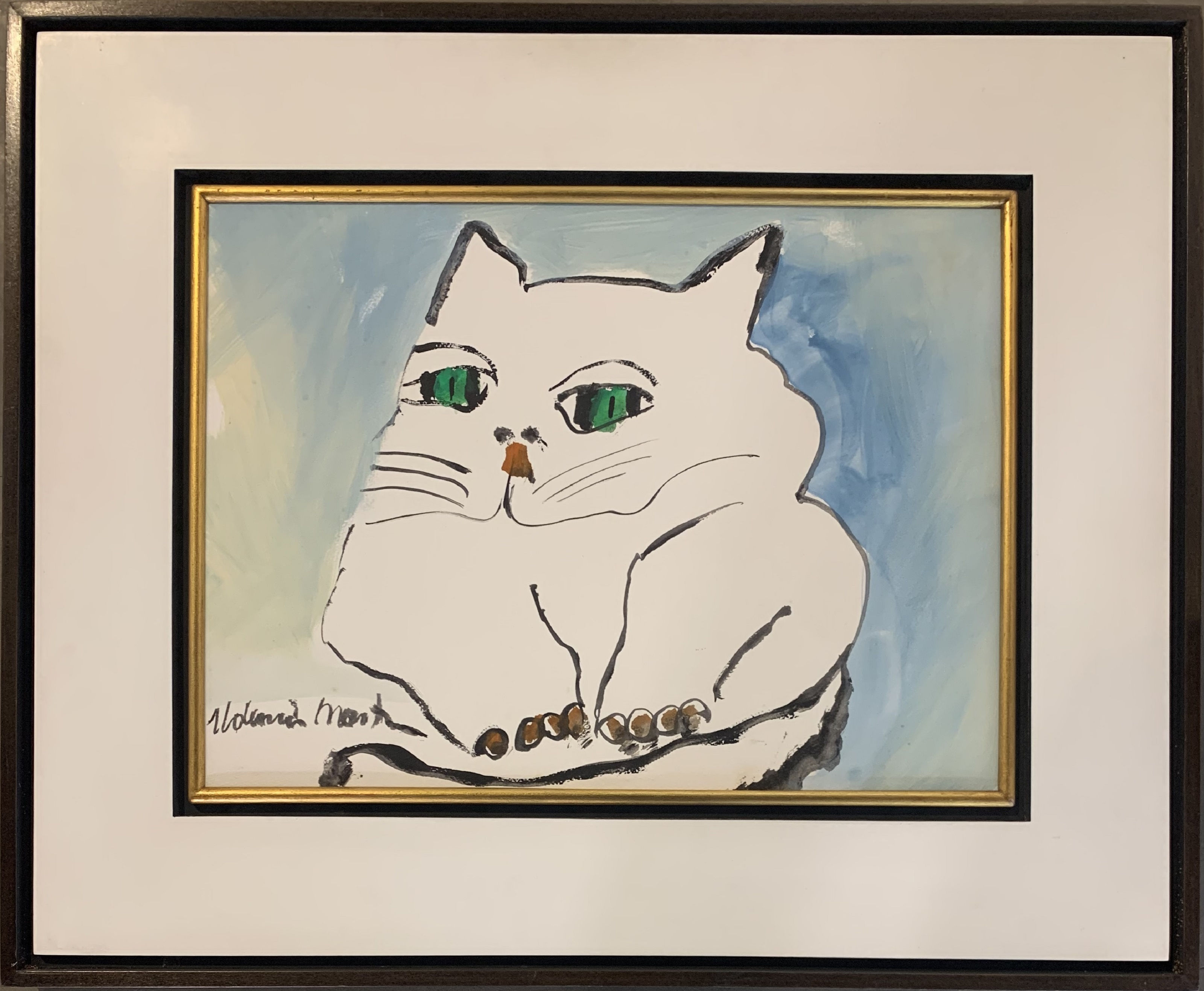 "GATO BRANCO" - ACRÍLICO SOBRE CARTÃO - 35 X 46cm