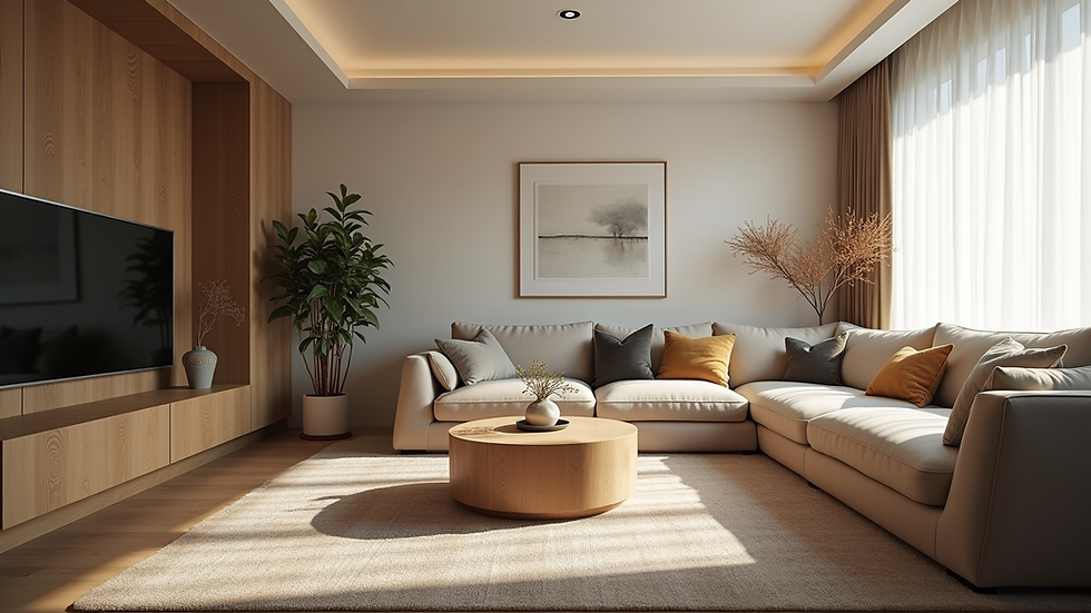 eye-level view of cozy living room in condominium