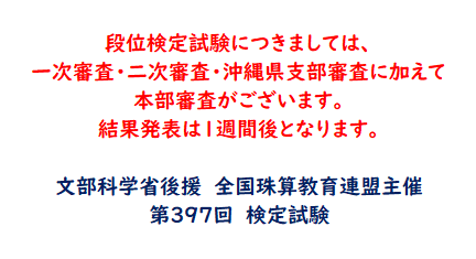 2020年6月度「珠算級位」検定試験 合格発表。