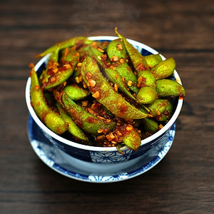 Spicy Garlic Edamame