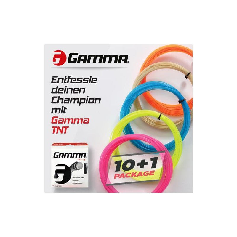 Gamma Tennisstring TNT² 17 Colors - Package 10+1