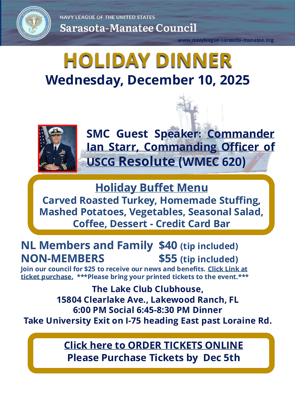 NAVY LEAGUE HOLIDAY DINNER