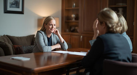 Ein Berater am Schreibtisch, der ein Paar berät