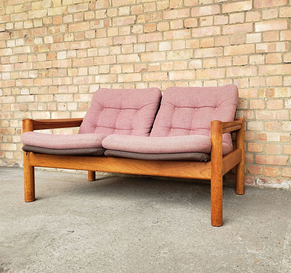 Thumbnail: Danish Teak Domino Mobler Settee Sofa