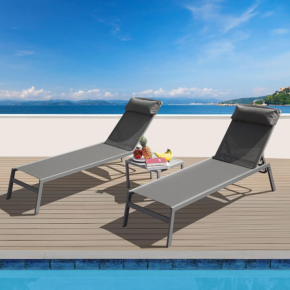 Thumbnail: domi outdoor living Patio Chaise Lounge Set (2022 New) -3 Pieces Adjustable Bac