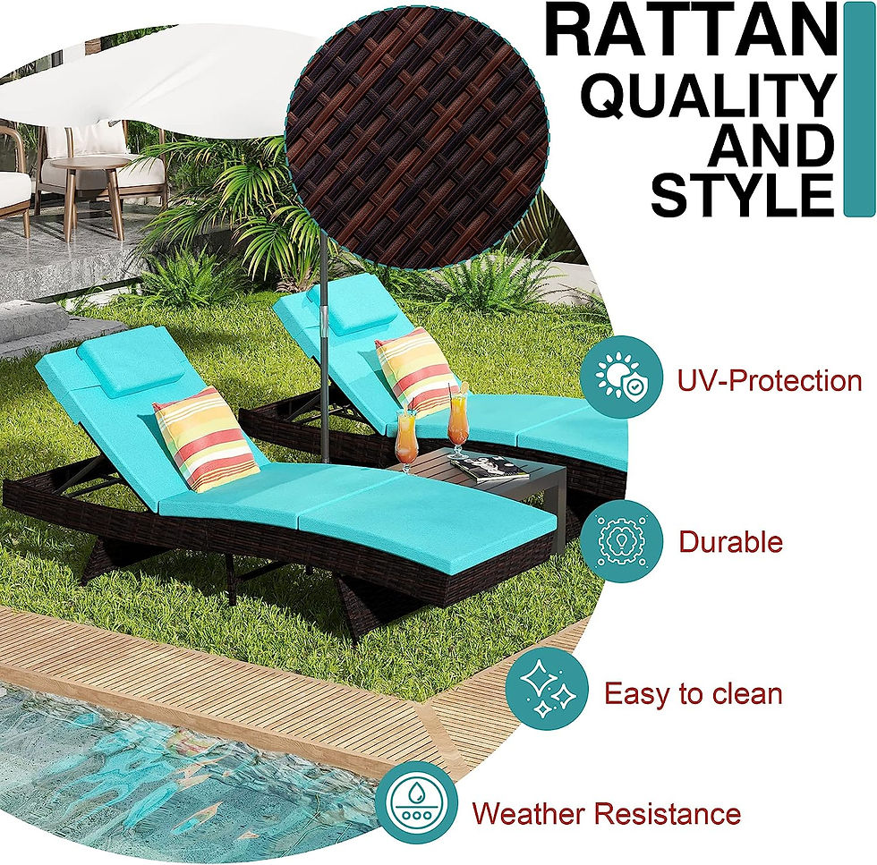 Thumbnail: Sundale Outdoor Chaise Lounge Set of 2, Rattan Wicker Patio Lounge Chairs for O