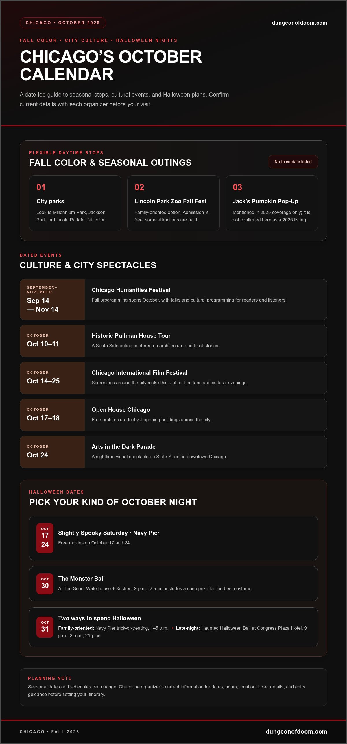 Things to do in October Chicago