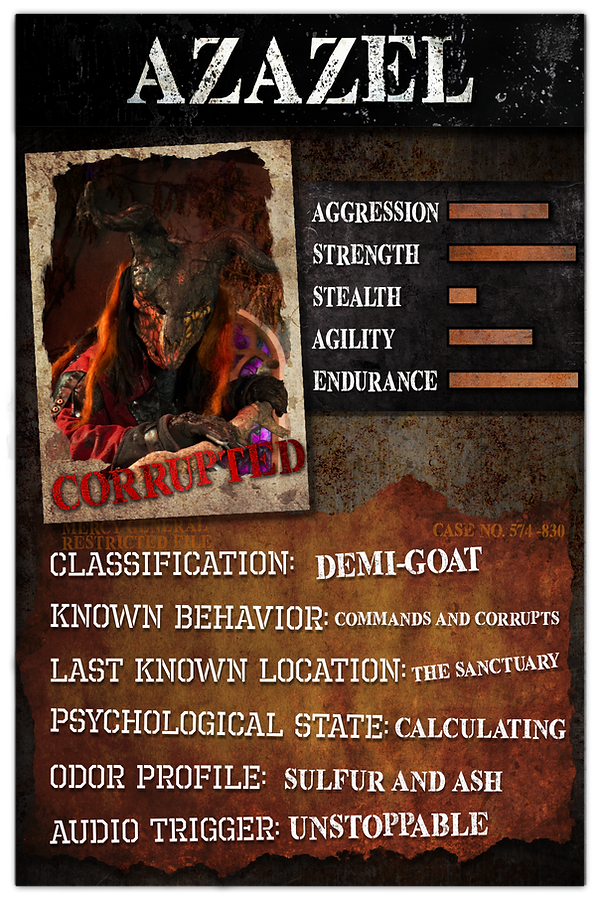 Image of Killer Crew character Azazel with their stats and bio