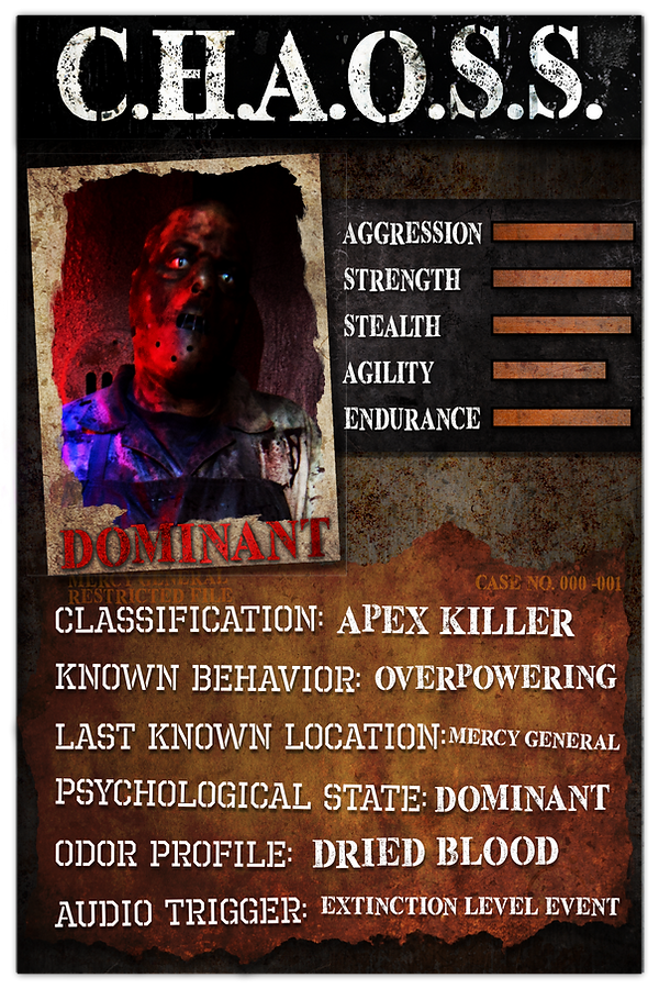 Image of Killer Crew character Chaos with their stats and bio