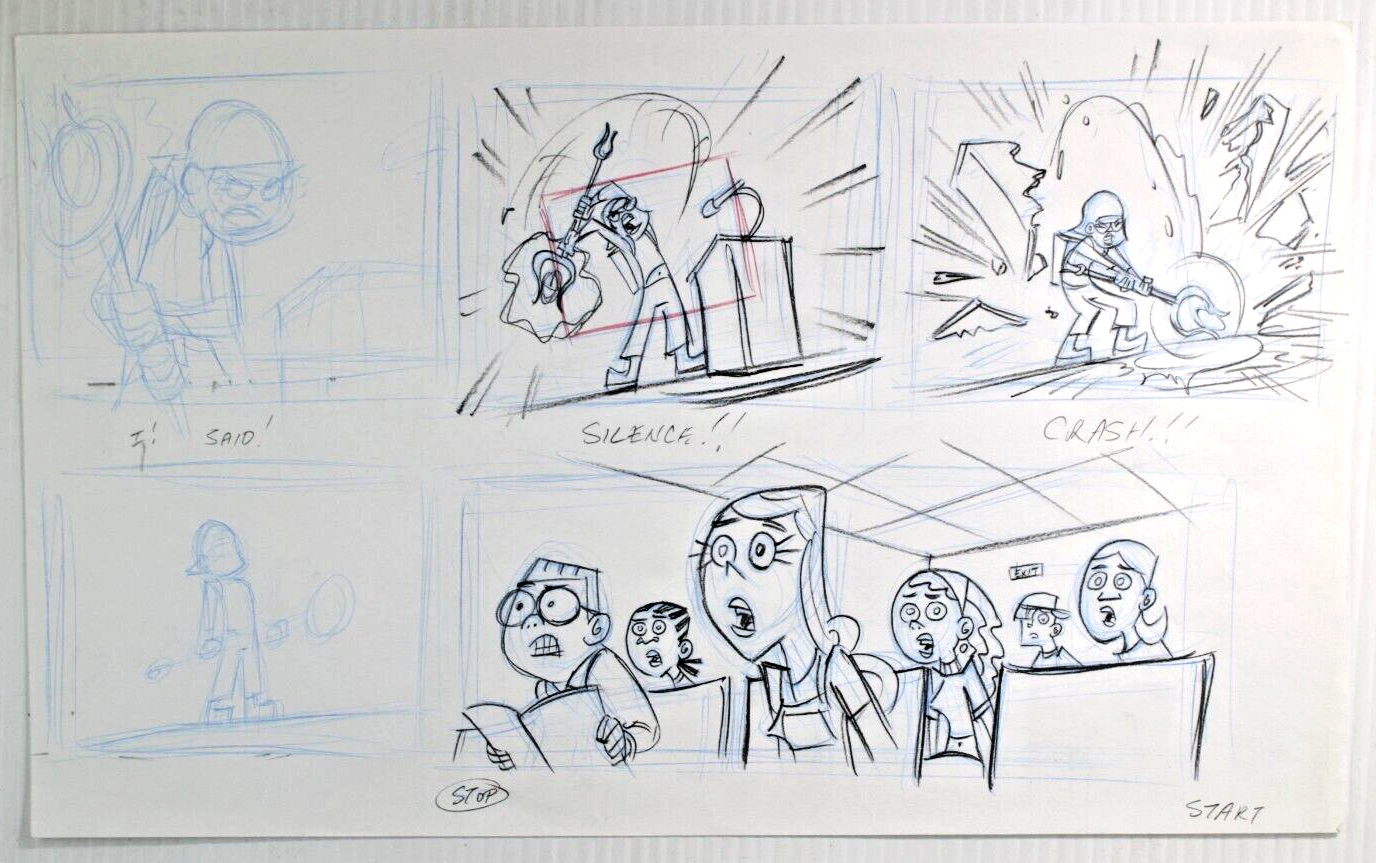 Danny Phantom Original Nickelodeon Animation Storyboard Hand Drawing