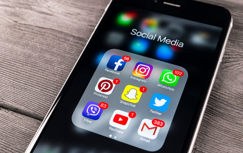 a cellphone showing different social media apps