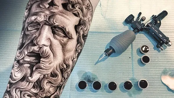 Realism greek god tattoo