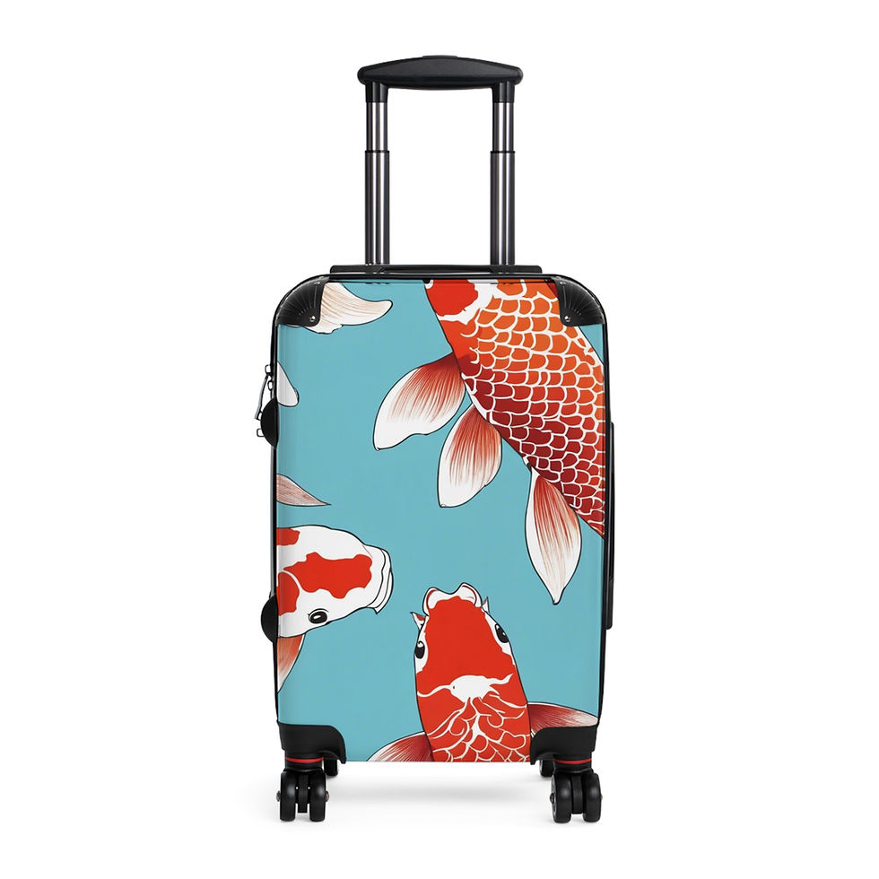 Red and white Koi fish design suitcase
