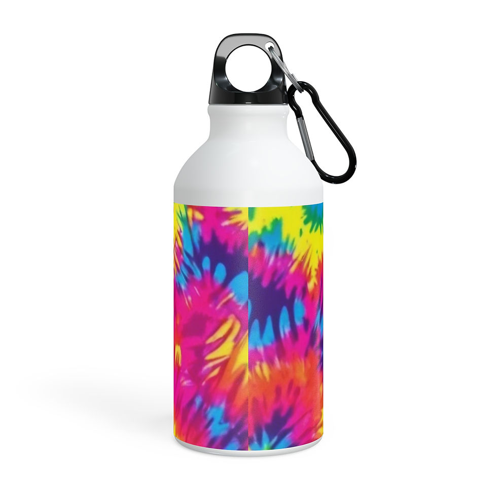 Colorful tie-dye water bottle with carabiner