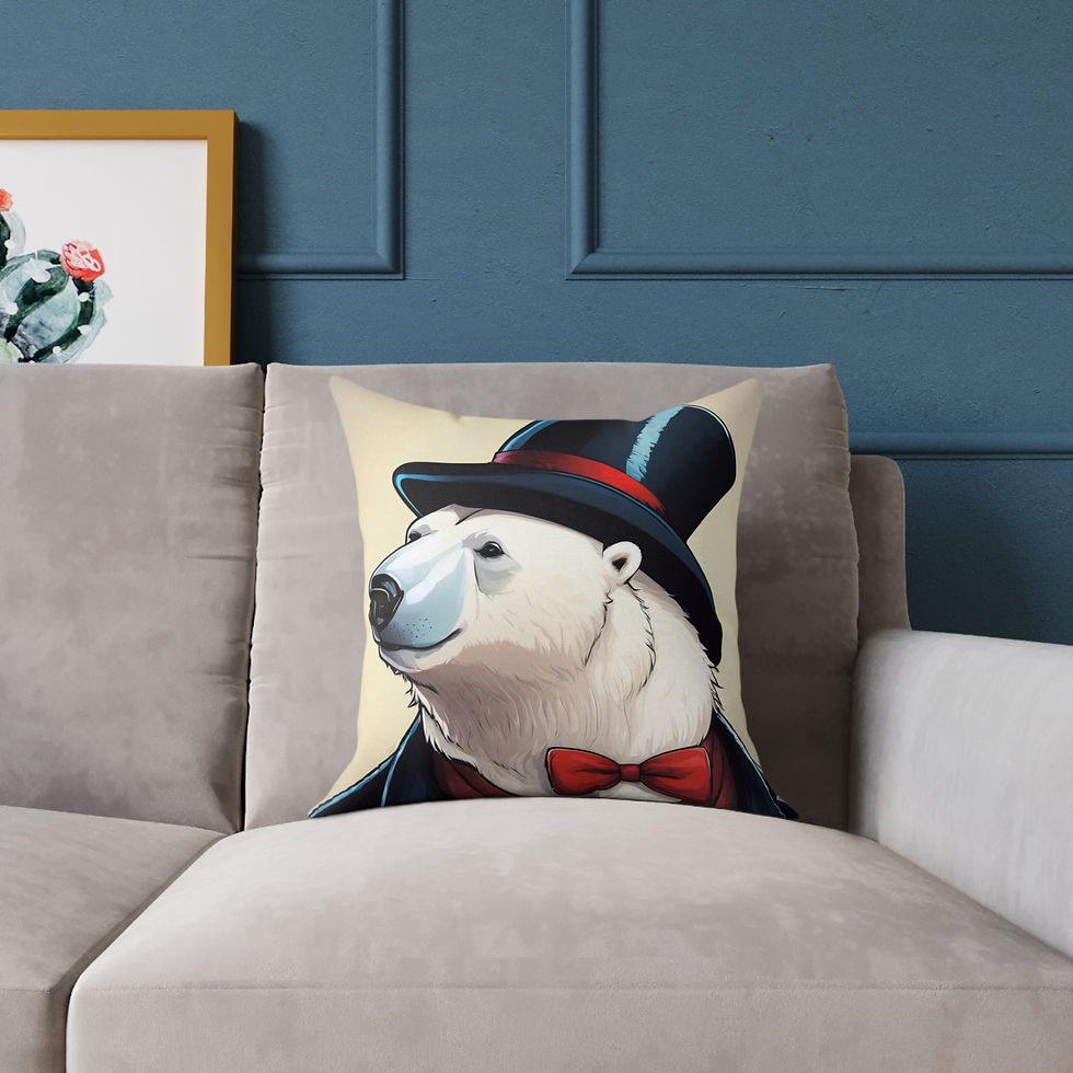 Polar bear in top hat and bow tie cushion