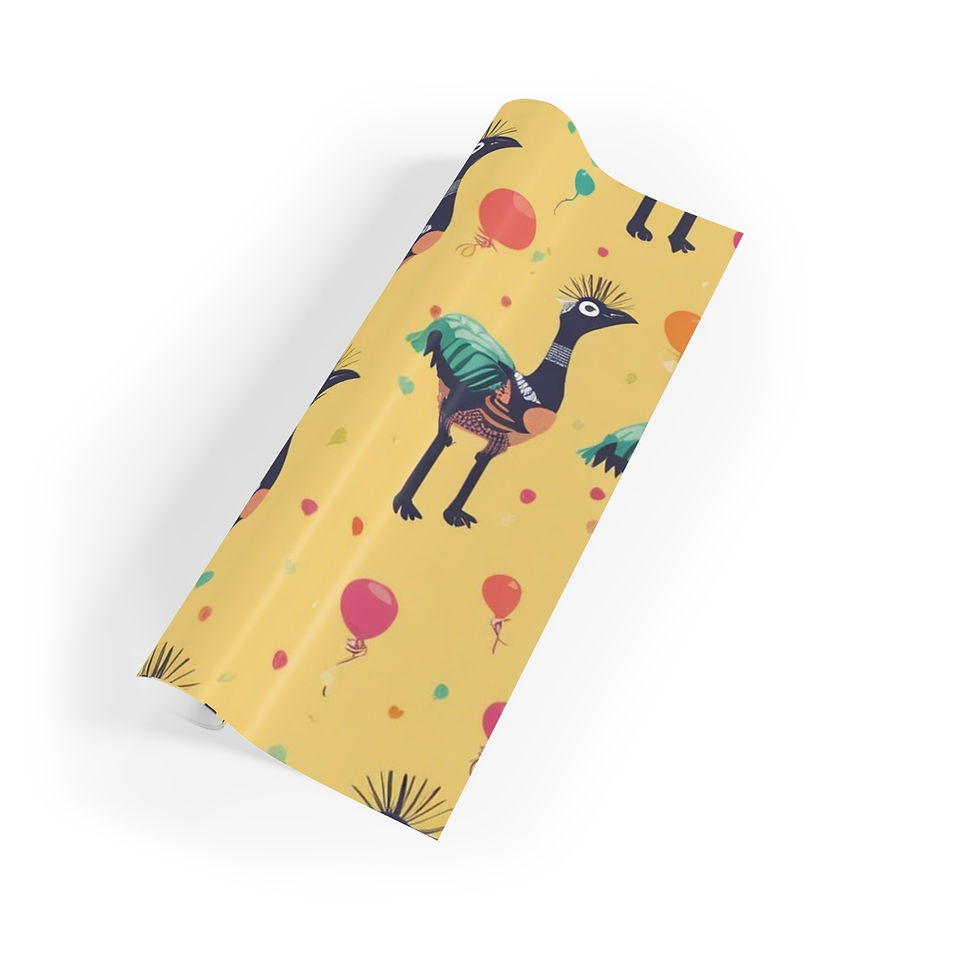 Yellow wrapping paper featuring a bird pattern