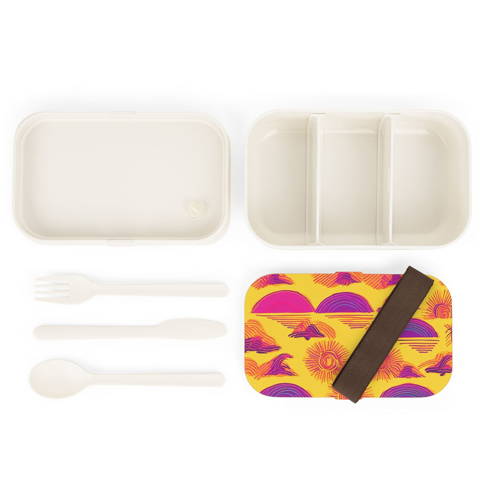 Floral print bento box with utensils
