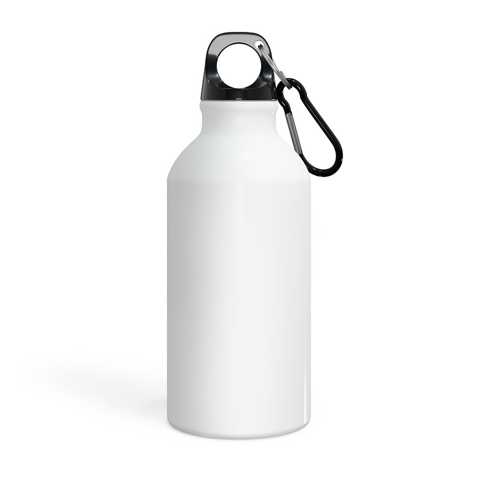 White aluminum water bottle with carabiner