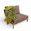 Thumbnail: Yellow and blue patterned throw blanket on brown sofa