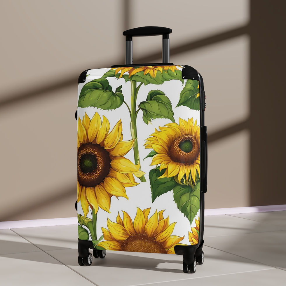Thumbnail: Sunflower-print suitcase ready for travel