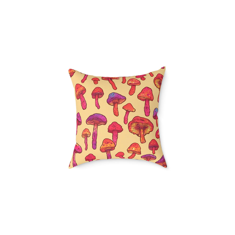 Colorful mushroom print cushion