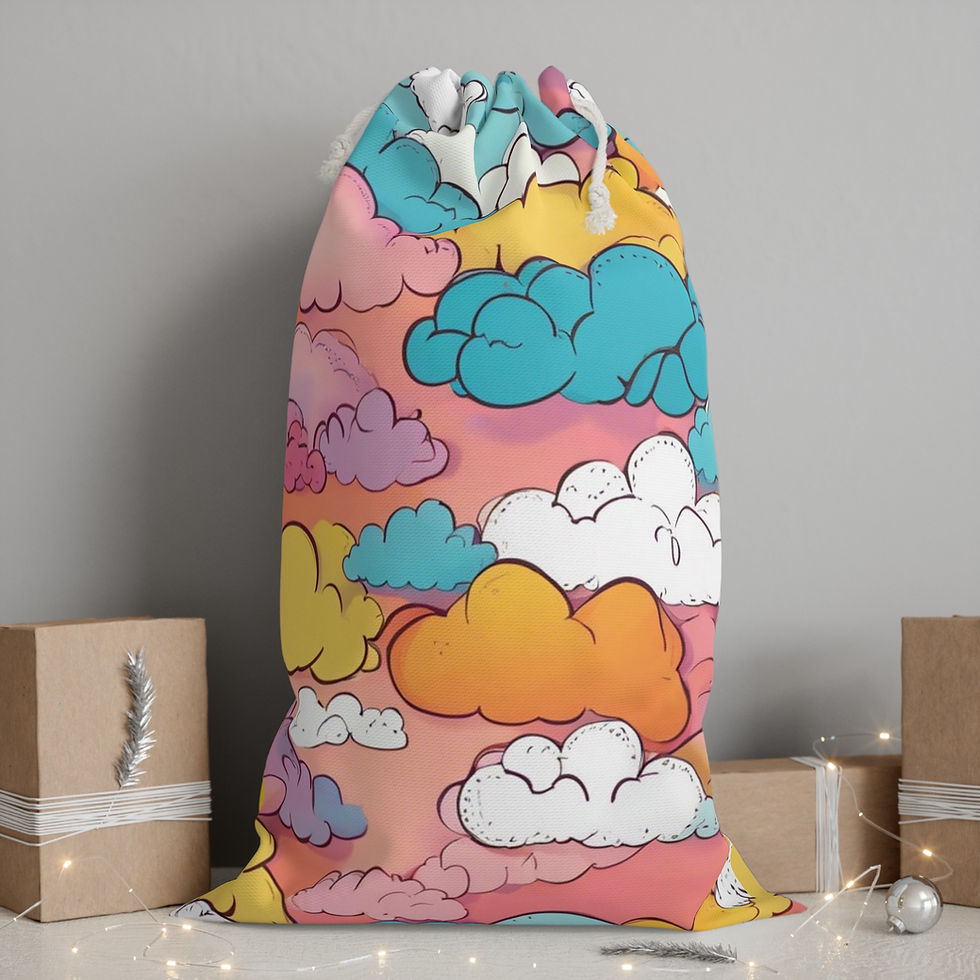 Colorful cloud drawstring gift bag