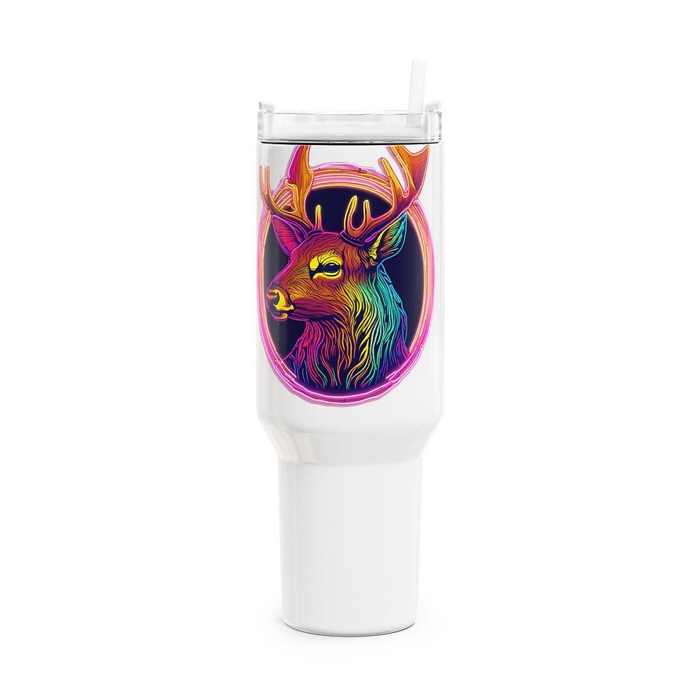 Rainbow deer on a white tumbler
