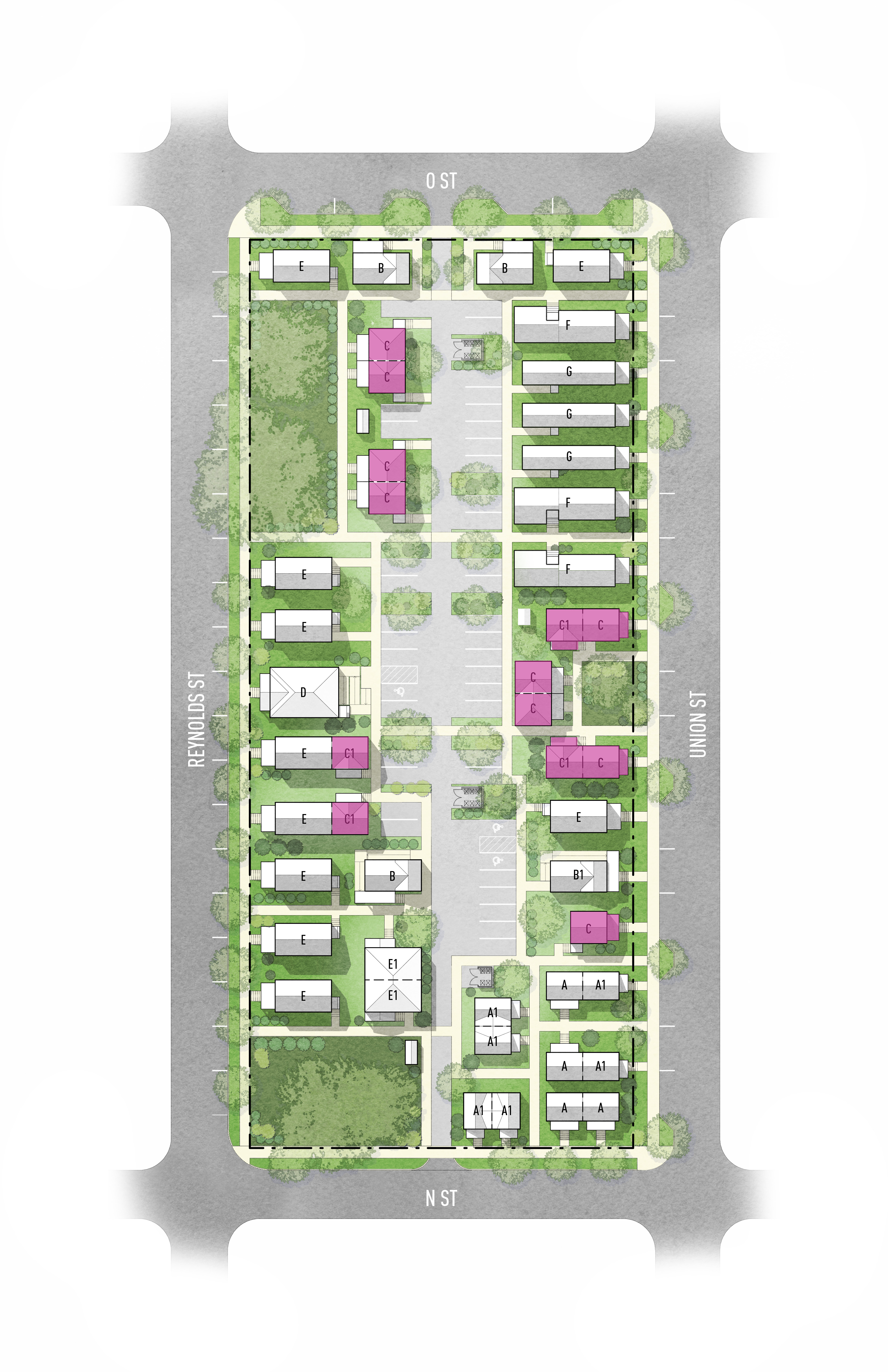 2024_06_18 Brunswick Cottages - Illustrative Site Plan - COLORED C UNITS.jpg