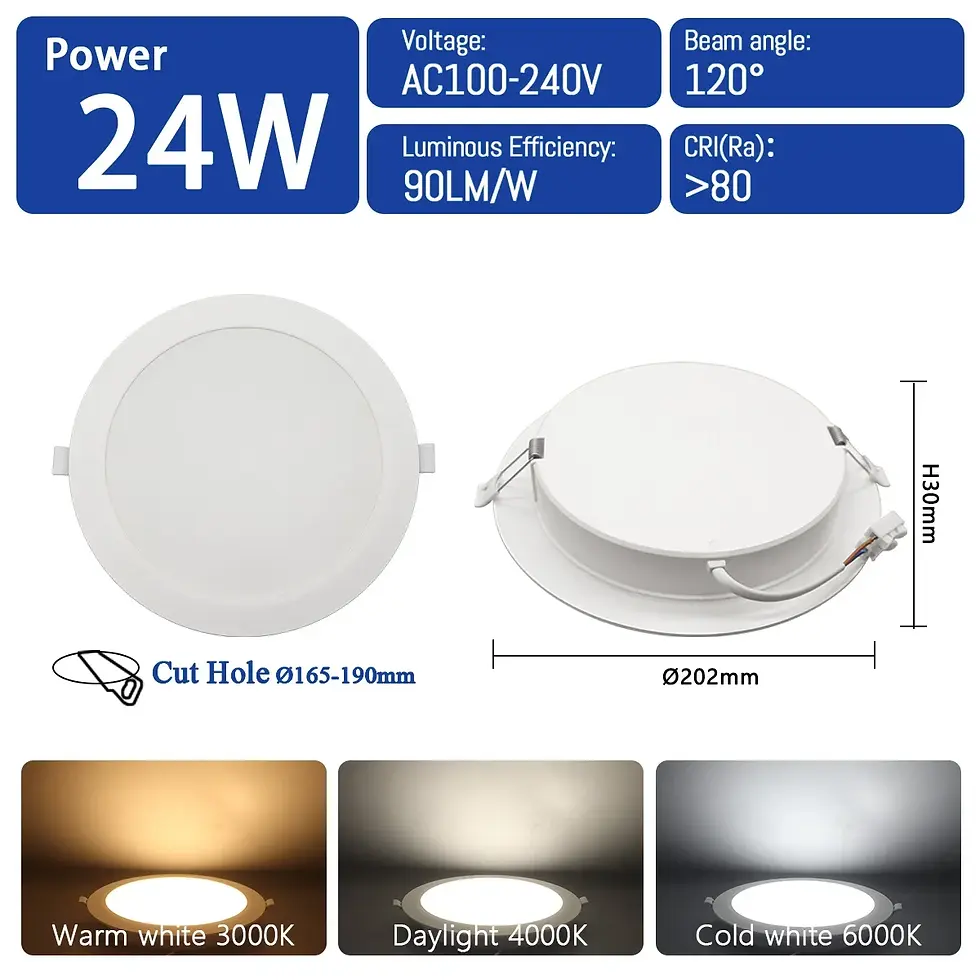 Thumbnail: 1-10pcs 3 4 5 6 8 Inch LED Round Panel Downlight Lamp 24W 20W 6W AC100-240V 